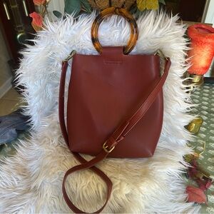 Anthropologie Vegan Leather Bag W/removable Shoulder Strap and Tortoise Shell